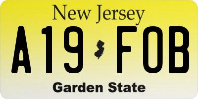 NJ license plate A19FOB