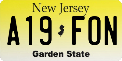 NJ license plate A19FON