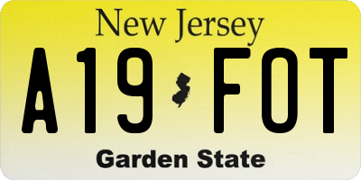 NJ license plate A19FOT