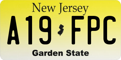 NJ license plate A19FPC