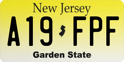 NJ license plate A19FPF