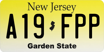 NJ license plate A19FPP