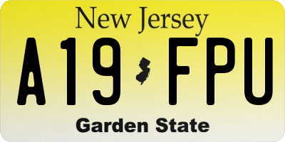 NJ license plate A19FPU