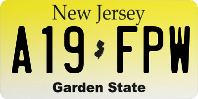 NJ license plate A19FPW