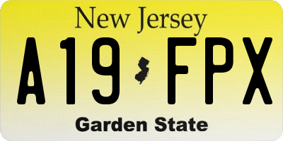 NJ license plate A19FPX