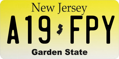 NJ license plate A19FPY