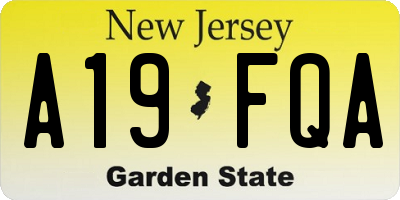 NJ license plate A19FQA