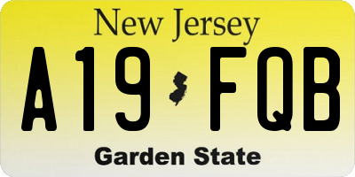NJ license plate A19FQB