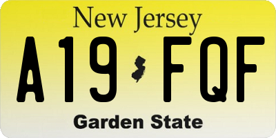 NJ license plate A19FQF
