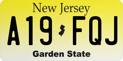 NJ license plate A19FQJ