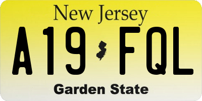 NJ license plate A19FQL