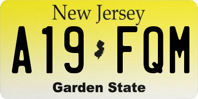 NJ license plate A19FQM