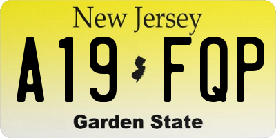 NJ license plate A19FQP