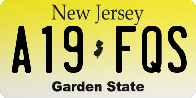 NJ license plate A19FQS