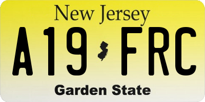 NJ license plate A19FRC