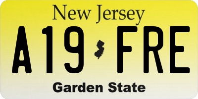 NJ license plate A19FRE