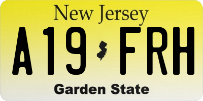 NJ license plate A19FRH