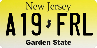 NJ license plate A19FRL