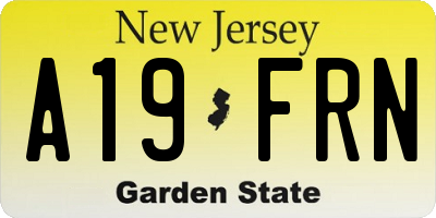 NJ license plate A19FRN