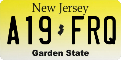 NJ license plate A19FRQ