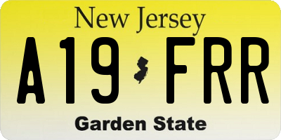 NJ license plate A19FRR