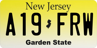 NJ license plate A19FRW