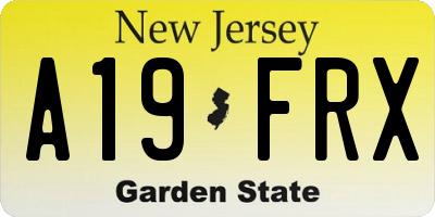 NJ license plate A19FRX