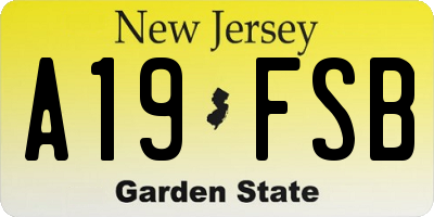 NJ license plate A19FSB
