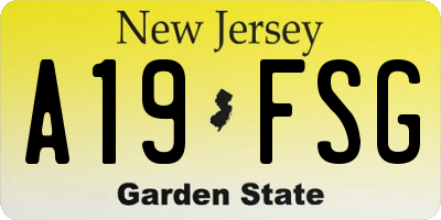NJ license plate A19FSG