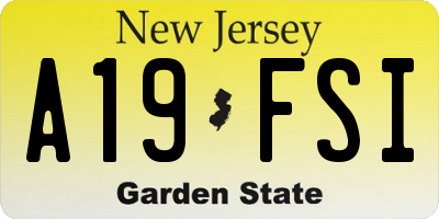 NJ license plate A19FSI