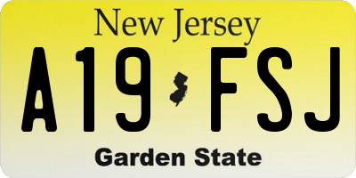 NJ license plate A19FSJ