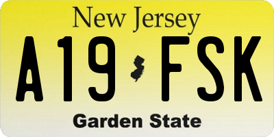 NJ license plate A19FSK