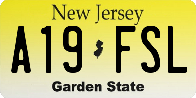 NJ license plate A19FSL