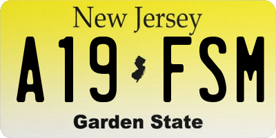NJ license plate A19FSM