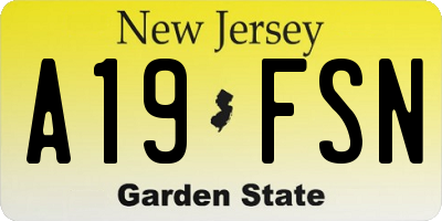 NJ license plate A19FSN