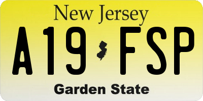 NJ license plate A19FSP