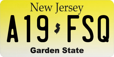 NJ license plate A19FSQ
