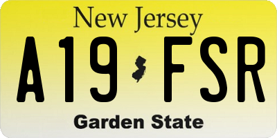 NJ license plate A19FSR