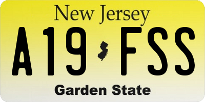 NJ license plate A19FSS