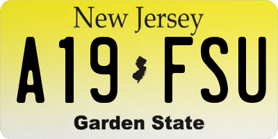 NJ license plate A19FSU