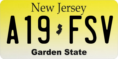 NJ license plate A19FSV