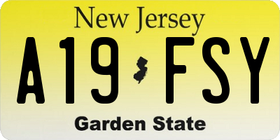 NJ license plate A19FSY