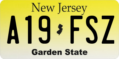 NJ license plate A19FSZ