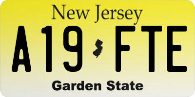 NJ license plate A19FTE