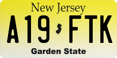 NJ license plate A19FTK