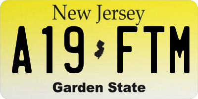 NJ license plate A19FTM
