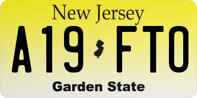 NJ license plate A19FTO