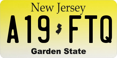 NJ license plate A19FTQ