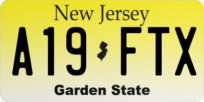 NJ license plate A19FTX