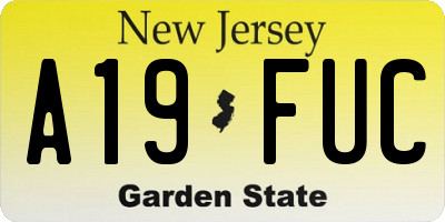 NJ license plate A19FUC